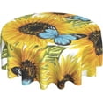 thumbnail image 1 of Spring Sunflower Tablecloth Round 60 Inch Butterfly Tablecloth Waterproof Polyester Washable Table Cover Flower Tablecloth for Kitchen Dining Room Indoor Outdoor Picnic Patio Party Decor, 1 of 6
