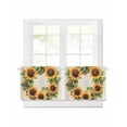 thumbnail image 1 of Spring Sunflower Wreath Short Blackout Curtains 30 Inch Long Watercolor Floral Linen Texture Rod Pocket Kitchen Curtains, 2 Panels Thermal Insulated Room Darkening Drapes for Bedroom, 42"W x 30"L, 1 of 5