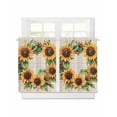 thumbnail image 1 of Spring Sunflower Wreath Short Blackout Curtains 36 Inch Long Watercolor Floral Linen Texture Rod Pocket Kitchen Curtains, 2 Panels Thermal Insulated Room Darkening Drapes for Bedroom, 30"W x 36"L, 1 of 5