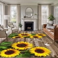 thumbnail image 1 of Spring Sunflowers Area Rug 5x7 Washable Rug Non Slip Farmhouse Brown Wooden Plank Large Area Rug Soft Stainresistant Indoor Floor Carpet for Living Room Bedroom Home Office Dining Room Nursery, 1 of 7