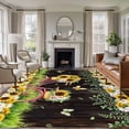thumbnail image 1 of Spring Sunflowers Area Rugs 5'x7', Small Throw Rugs for Laundry Room Playroom, Bicycles Botanical Flowers Wooden Grain Indoor Outdoor Rug Non-Slip Low Pile Carpet Runner Reversible Floor Mats, 1 of 8