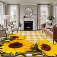 thumbnail image 1 of Spring Sunflowers Area Rugs 6'x9', Washable Small Throw Rugs for Kitchen Dining room, Yellow White Plaid Farmhouse Rustic Indoor Outdoor Rug Non-Slip Low Pile Carpet Runner Reversible Floor Mats, 1 of 8