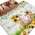 thumbnail image 1 of Spring Sunflowers Area Rugs Collection 5'x7', Country Bicycles Yellow Flowers Wooden Non Slip Indoor Rectangle Throw Runner Rug Floor Mat Carpet for Living Room Dining Table Bedroom Nursery, 1 of 9