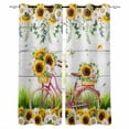 thumbnail image 1 of Spring Sunflowers Blackout Curtains 90 Inches Long, Country Bicycles Yellow Flowers Wooden Thermal Insulated Black Out Curtains, Darkening Window Curtain for Bedroom Living Room 52"x90" 2 Panels, 1 of 9