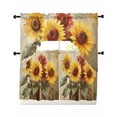 thumbnail image 1 of Spring Sunflowers Kitchen Curtains Sets 36 Inch Length with Valance, Abstract Oil Painting Floral Leaf Plant Swag Valances and Tiers Curtain Set Drapes Swag Curtains for Living Room, Bathroom, 1 of 6