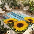 thumbnail image 1 of Spring Sunflowers Outdoor Rug for Patio/Deck/Porch, Non-Slip Large Area Rug 5 x 8 Ft, Yellow Floral Turquoise Farmhouse Wood Grain Indoor Outdoor Rugs Washable Area Rugs, Camping Rug Carpet Runner, 1 of 8