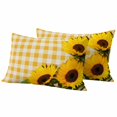 thumbnail image 1 of Spring Sunflowers Outdoor Waterproof Pillow Covers, Yellow White Plaid Farmhouse Rustic Decorative Rectangle Throw Pillowcase Sofa Cushion Sham for Patio/Couch/Chair, 20"x12" 2 Pack, 1 of 8
