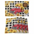 thumbnail image 1 of Spring Sunflowers Placemats Set of 6, Car Farm Plaid Country Retro Art Placemats for Dining Table, Place Mats for Kitchen Tabletop, Waterproof Wipeable Dining Table Mats Set, 1 of 9