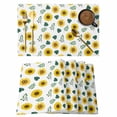 thumbnail image 1 of Spring Sunflowers Placemats Set of 6 Green Leaves Yellow Floral Rustic Botanical Place Mats Indoor Wipeable Table Mats Washable Dining Table Placemats for Kitchen Holiday Party Home Decor 13x19 Inch, 1 of 9