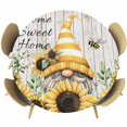 thumbnail image 1 of Spring Sunflowers Round Tablecloth, Fitted Table Cover with Elastic for 45"-54" Round Tables, Yellow Dwarf Bee Wood Vintage Table Cloth Outdoor Indoor Dinning Party Waterproof Tablecloths, 1 of 7
