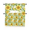 thumbnail image 1 of Spring Sunflowers Swag Kitchen Curtains Sets for Windows 24 Inch Length, Rustic Summer Botanical Floral Leaves Short Window Curtain Panels Swags Valances and Tiers 3 Piece Set for Cafe/Dining Room, 1 of 5