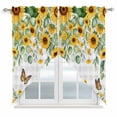 thumbnail image 1 of Spring Sunflowers Swag Valances for Windows, Kitchen Curtains 36 Inch Length 2 Panels Set, Eucalyptus Leaves Butterfly Flowers Plaid Short Curtains for Small Windows Rod Pocket Cafe Curtains 28"x36", 1 of 8