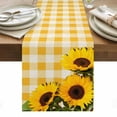 thumbnail image 1 of Spring Sunflowers Table Runner - 70 Inch Long, Kitchen Dining Table Runner Dresser Scarves, Yellow White Plaid Farmhouse Rustic Farmhouse Decor for Coffee Tables Wedding Party Banquet, 1 of 8