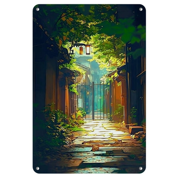 Spring Sunshine Metal Art Print, Waterproof Iron Wall Decor, 1 Piece Vintage Poster, Pre-drilled Weather-Resistant Painting for Room Decoration, 8x12 inches