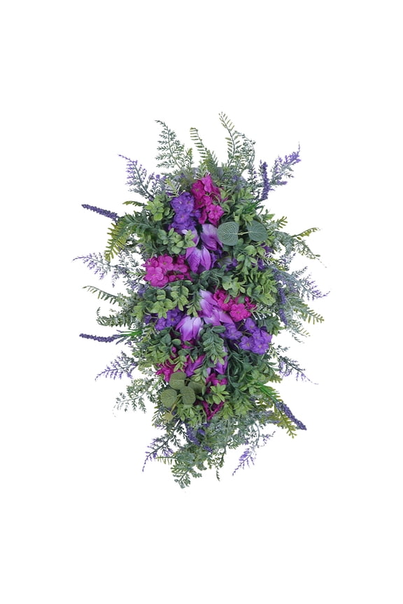 Spring Swag Lavender Wreaths for Front Door,Spring Summer Wreaths for Front Door,Artificial Spring Summer Door Wreath,Wildflower Wreath, Farmhouse Wreath for Home Farmhouse Decor