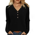 thumbnail image 1 of Spring Sweaters for Women Lightweight Ribbed Knit Top Long Sleeve Button V-Neck Pullover Sleep Top, 1 of 8