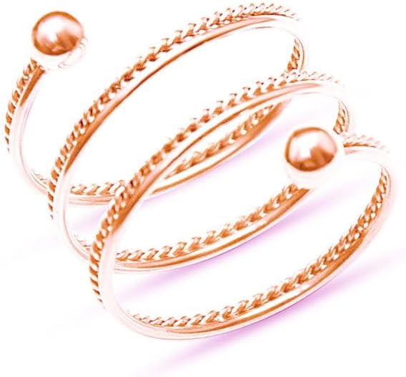 Spring Swirl Spiral Flexible Ring Stainless Steel Beaded Ball Fashion ...