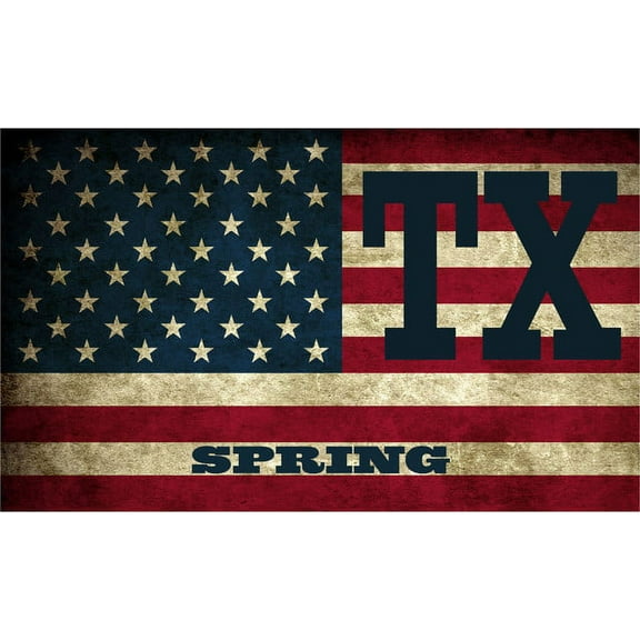 Spring TX Texas Harris County Vintage US Flag Decal Bumper Sticker 3M Vinyl 3" x 5"