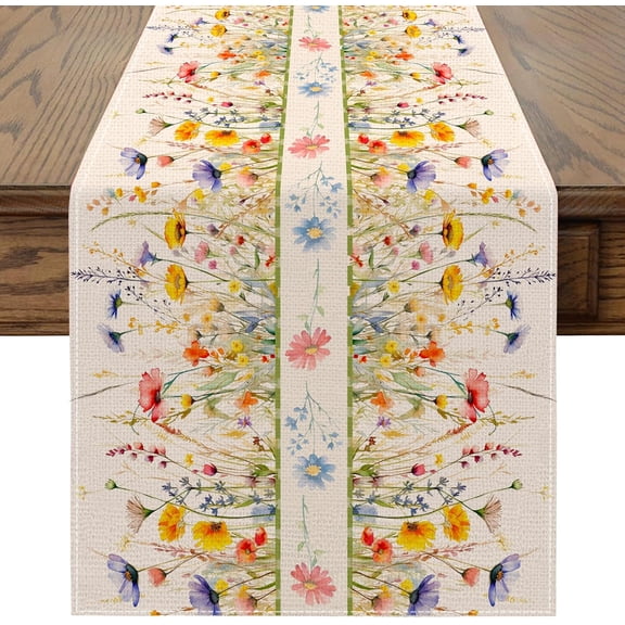 Spring Table Runner 13x72 inch, Floral Spring Decor for Table, Party, Home - Farmhouse Floral Decroations