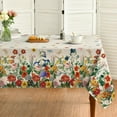 thumbnail image 1 of Spring Tablecloth 60×84 Inch Rectangular, Floral Flowers Watercolor Washable Table Cover for Party Picnic Dinner Decor, 1 of 6