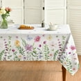 thumbnail image 1 of Spring Tablecloth 60×84 Inch, Wildflowers Floral Butterfly Washable Table Cover for Party Picnic Dinner Decor, 1 of 6