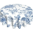 thumbnail image 1 of Spring Tablecloth 60 Inch Round, Blue Watercolor Flower Table Cloth, Chinoiserie Floral Tablecloths Polyester Fabric Farmhouse Decorative for Spring Home Kitchen Dining Party, 1 of 6