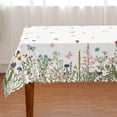thumbnail image 1 of Spring Tablecloth 60 x 60 Inch Round, Floral Wild Flowers Butterfly Table Cover Seasonal Summer Scallop Edge Picnic Table Cloth, 1 of 6