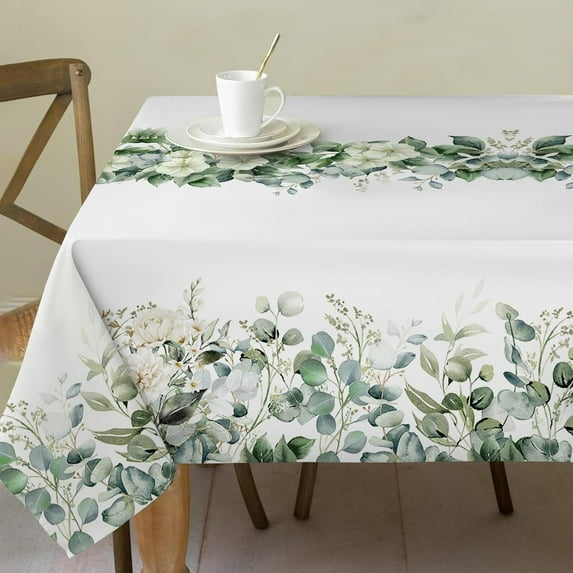 Spring Tablecloth 60x84 Inch Rectangle - Eucalyptus Spring Decorations for Home - Water Resistant Flower Table Cloth Rectangle for Party,Table