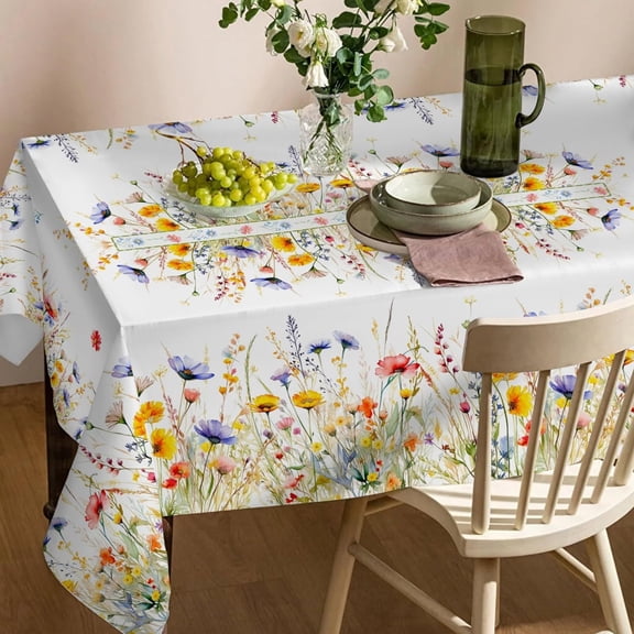 Spring Tablecloth Inch for Rectangle Tables - Blooming Flower Spring Decorations for Home - Water Resistant Flower Table Cloth for Party,Table Thanksgiving/Christmas