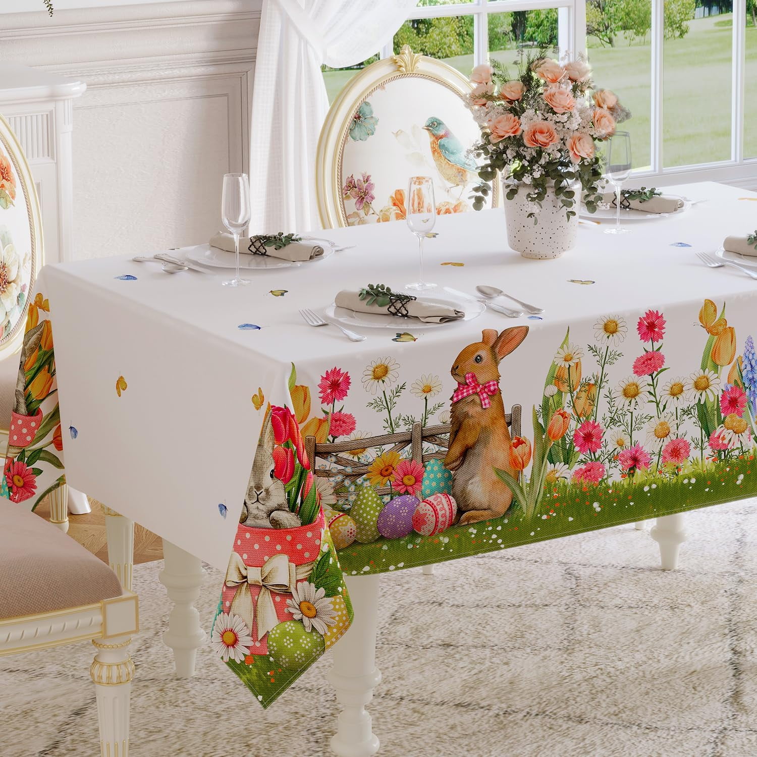 Modern Leaves Pattern Tablecloth For Dining Room