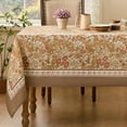 thumbnail image 1 of Spring Tablecloth Rectangle, Designer Pattern Vintage Linen Tablecloth with Flowers and Leaves, Floral Boho Farmhouse Table Cover Cloth Decorative for Kitchen Dining Room(60x87 Inch), 1 of 6