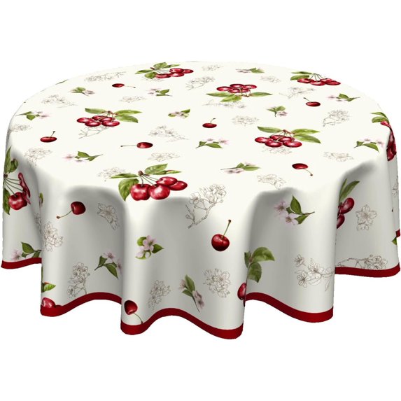 Spring Tablecloth Round 60 Inch Vintage Pink Flower Table Cloth Washable Farmhouser Floral Printed Decorative Outdoor Table Cover for Kitchen Dining Holiday Party Picnic Indoor Outdoor Home Decor