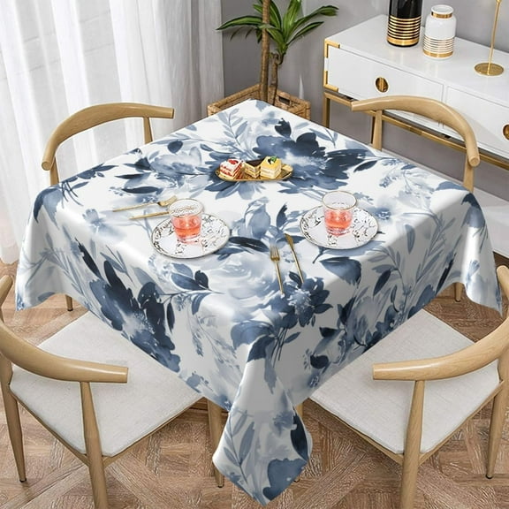 Spring Tablecloth Square 60x60 Inch,Sage Green Wild Flowers Table Cloth,Stain Resistance Polyester Seasonal Summer Floral Table Covers for Kitchen Dining,Small Tablecloth for Parties Picnic
