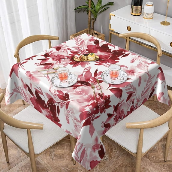 Spring Tablecloth Square 60x60 Inch,Sage Green Wild Flowers Table Cloth,Stain Resistance Polyester Seasonal Summer Floral Table Covers for Kitchen Dining,Small Tablecloth for Parties Picnic