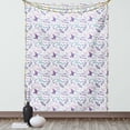 thumbnail image 1 of Spring Tapestry, Romantic Spring Flora with Curly Tender Leaves and Butterflies, Wall Hanging for Bedroom Living Room Dorm Decor, 60W X 80L Inches, Pink Dark Turquoise Dark Blue, by Ambesonne, 1 of 5