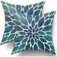 thumbnail image 1 of Spring Teal Dahlia Pillow Covers 18X18 in Navy Blue Teal Floral Couch Pillow Cases Modern Abstract Throw Pillows Set of 2 Summer Home Decor for Living Room Bedroom Bed Cushion Outdoor, 1 of 4