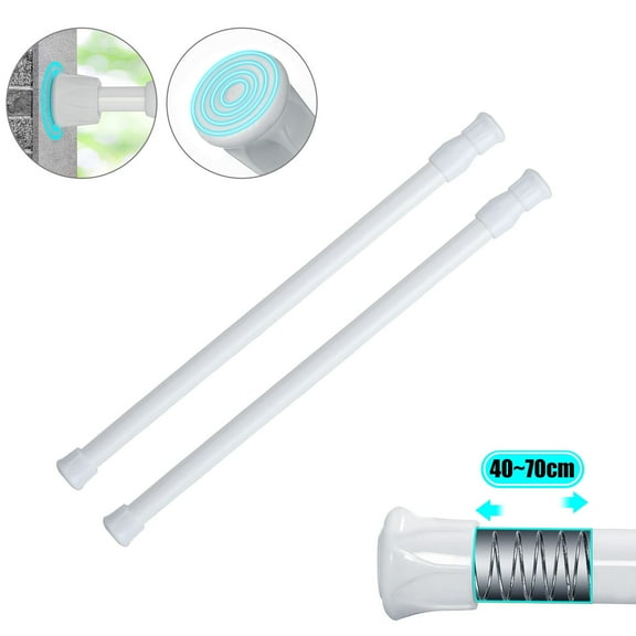 Spring Tension Curtain Rod, 11.8"-27.6" Spring Tension Rods Adjustable Length for Kitchen, Bathroom, Cupboard, Wardrobe, Window, Bookshelf DIY Projects