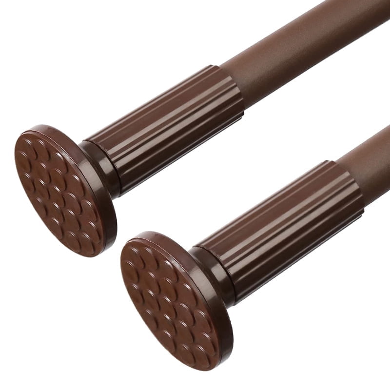 No Drill Tension Rod - Extra Long Room Divider 51-66inch, Adjustable Spring Shower Curtain Rod for Closet/Balcony, Non-slip Telescopic Pole (brown)