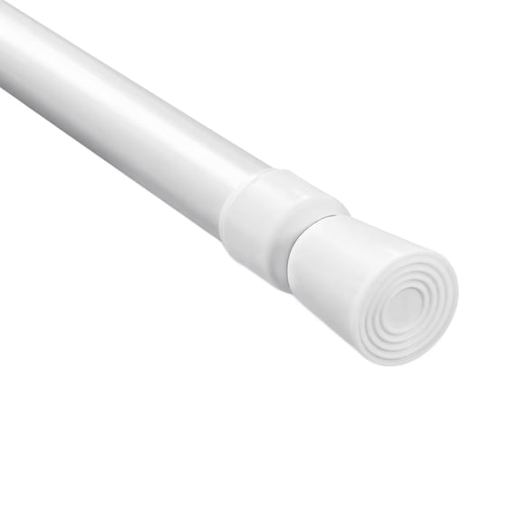 Spring Tension Curtain Rod, Adjustable Length 19.7-98.4 inches, No Drilling Required Small Tension Rod for Kitchen Bathroom, White, with 2 Rod Holder Supports
