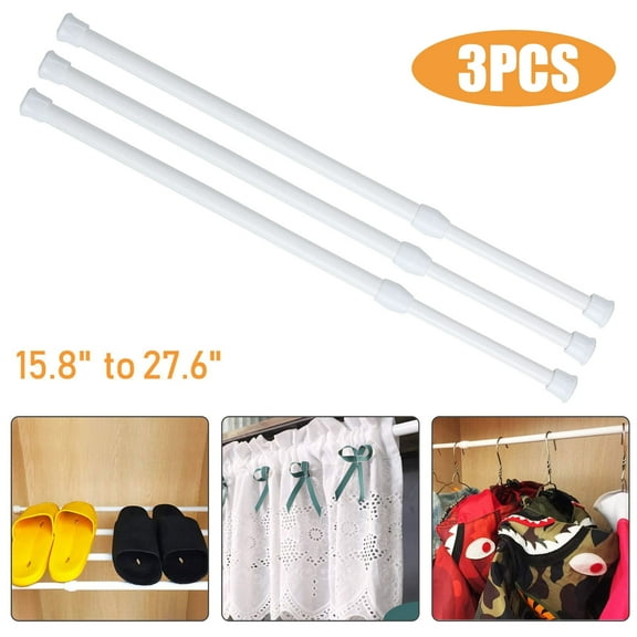 Spring Tension Curtain Rod, DISEN 11.8"-27.6" Spring Tension Rods Adjustable Length for Kitchen, Bathroom, Cupboard, Wardrobe, Window, Bookshelf DIY Projects