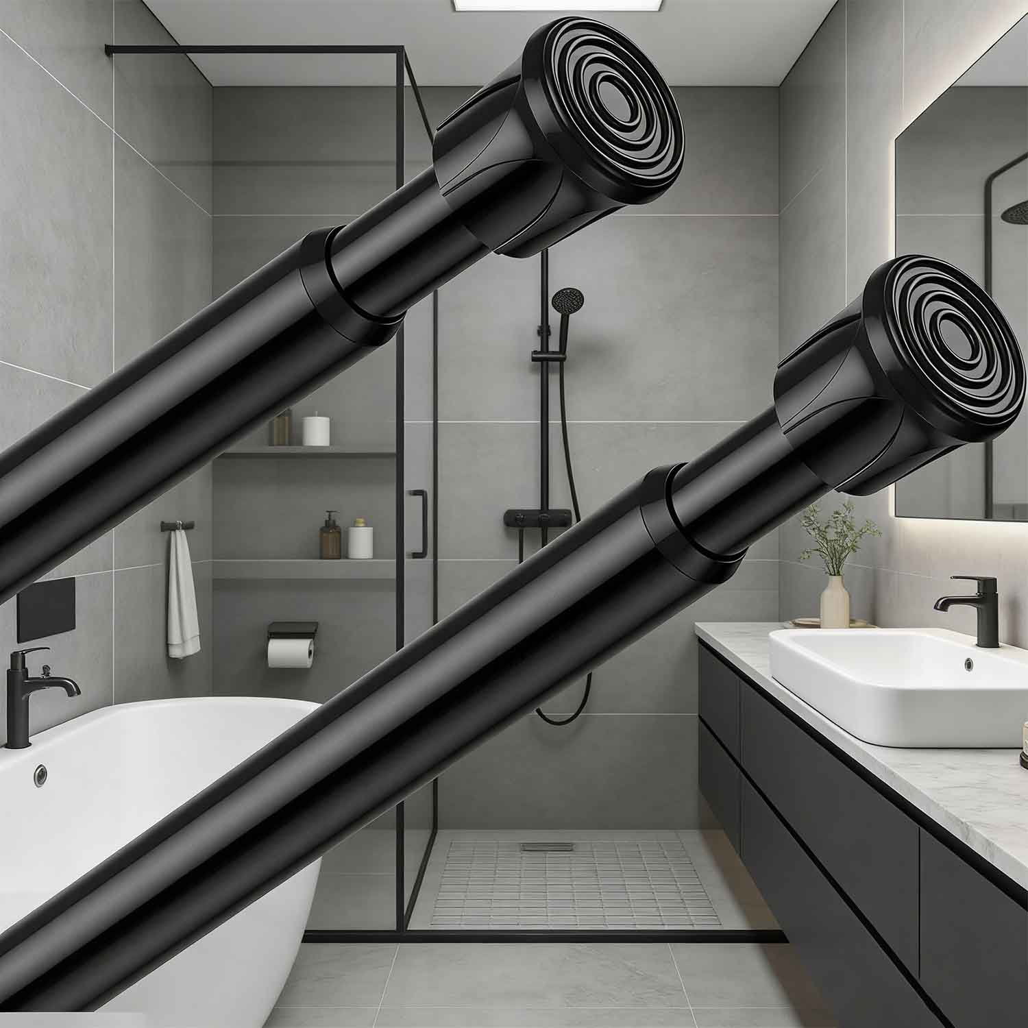 Spring Tension Curtain Rods, Black Spring Loaded Curtain Rods ...