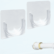 Spring Tension Rod Holder, Transparent Shower Rod Bracket No Drilling, Adhesive Tension Curtain Rod Retainer Shower Curtain Rod Holder (Transparent-Mid-2 paks)