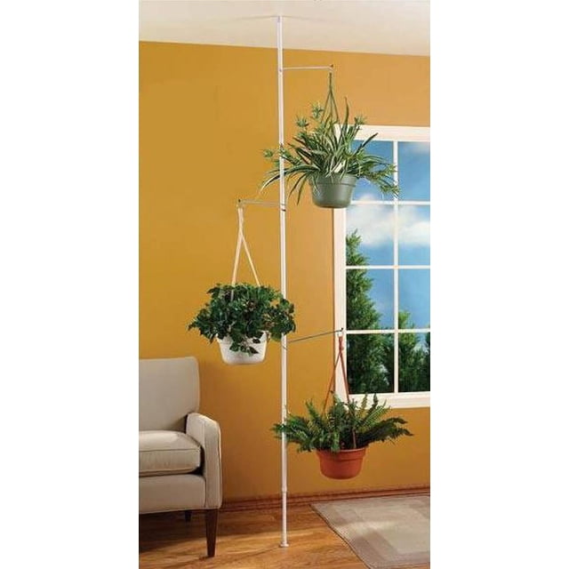 Retro-Style Indoor Plant Pole with 3 Adjustable Arms, Spring Tension ...
