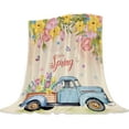 thumbnail image 1 of Spring Theme Decorative Throw Blanket Twin 60x80 Farmhouse Truck Floral Blanket Couch Sofa Bed Soft Cozy Lightweight Fuzzy Fleece Blankets and Throws Cute Easter Flower Blanket, 1 of 1