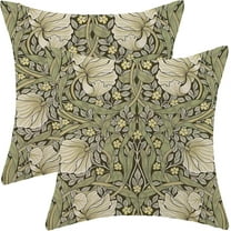 Spring Throw Pillow Covers 20x20 Set of 2, Sage Green Print Linen Decorative Pillow Covers Botanical Floral Outdoor Cushion Cover Vintage Flower Pillowcase for Sofa Couch Farmhouse Room