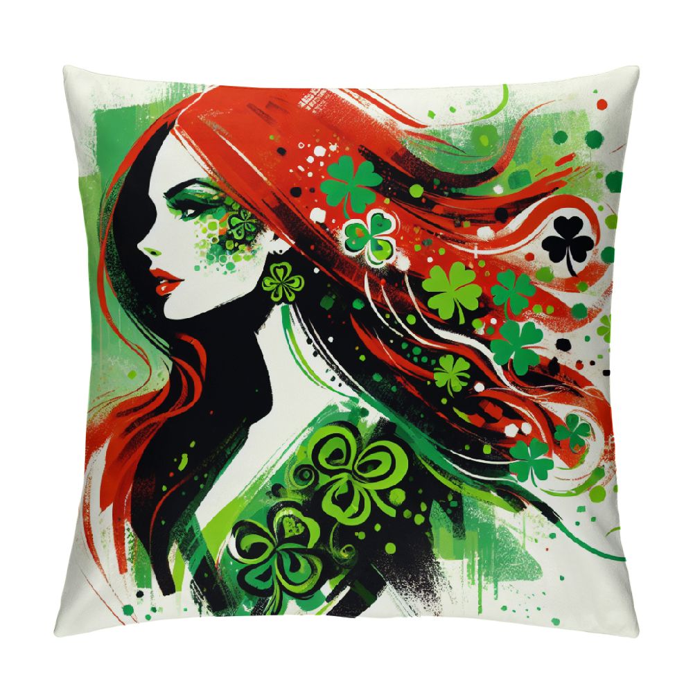 Spring Throw Pillow Covers Watercolor Art Leaves Design White Green
