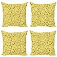 thumbnail image 1 of Spring Throw Pillow Cushion Case Pack of 4, Colorful Doodle Design with Various Spring Flowers and Ladybugs Pattern, Modern Accent Double-Sided Print, 4 Sizes, Multicolor, by Ambesonne, 1 of 2