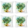 thumbnail image 1 of Spring Throw Pillow Cushion Case Pack of 4, Multiple Exposure Technique of Spring Themed Details of Falling Leaves and Tree, Modern Accent Double-Sided Print, 4 Sizes, Multicolor, by Ambesonne, 1 of 2
