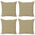 thumbnail image 1 of Ambesonne Spring Throw Pillow Cover 4 Pack, Mimosa Flowers Blossom Art, 24", Pale Purple Yellow, 1 of 2