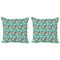 thumbnail image 1 of Spring Throw Pillow Cushion Cover Pack of 2, Botanical Pattern with Circles Triangles and Hearts Green Leaves Blooming Daisies, Zippered Double-Side Digital Print, 4 Sizes, Multicolor, by Ambesonne, 1 of 2